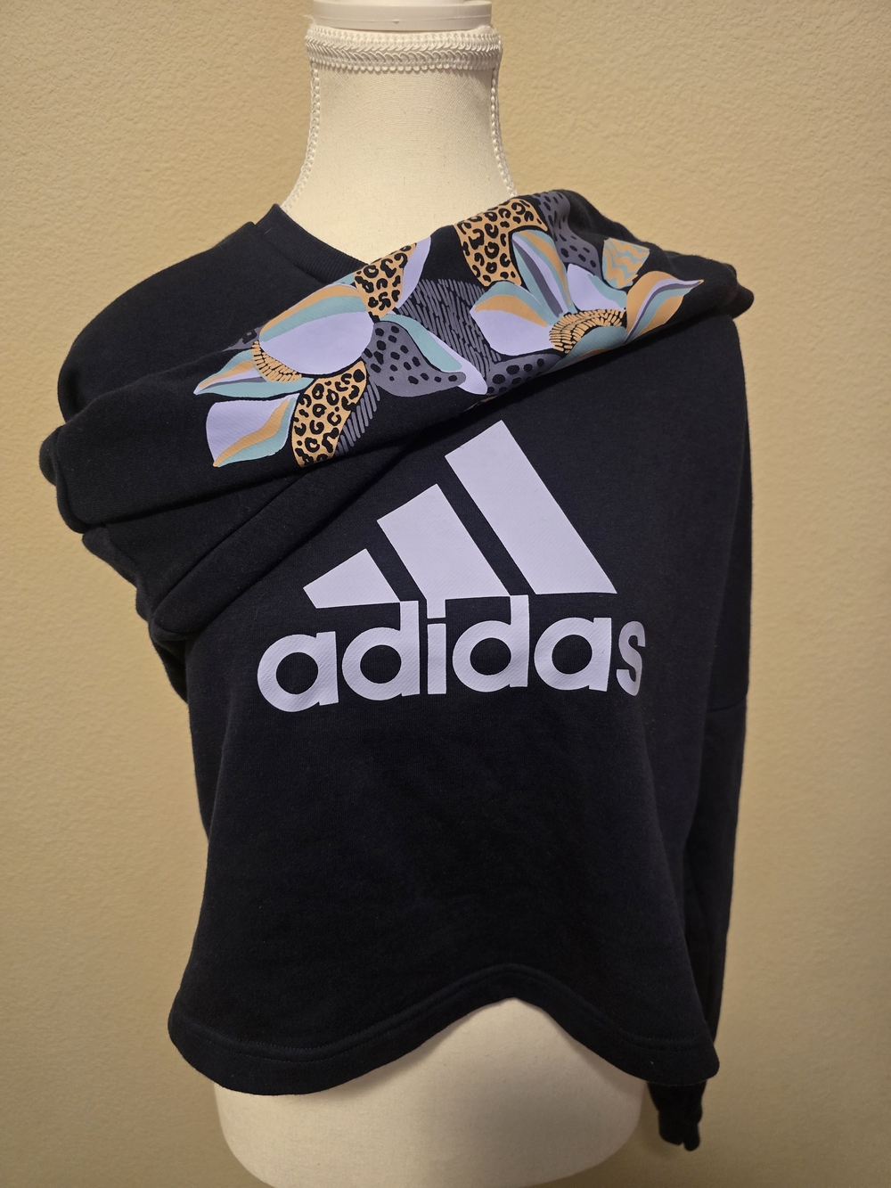 Adidas X Farm Rio Cropped Sweatshirt with Floral Accent